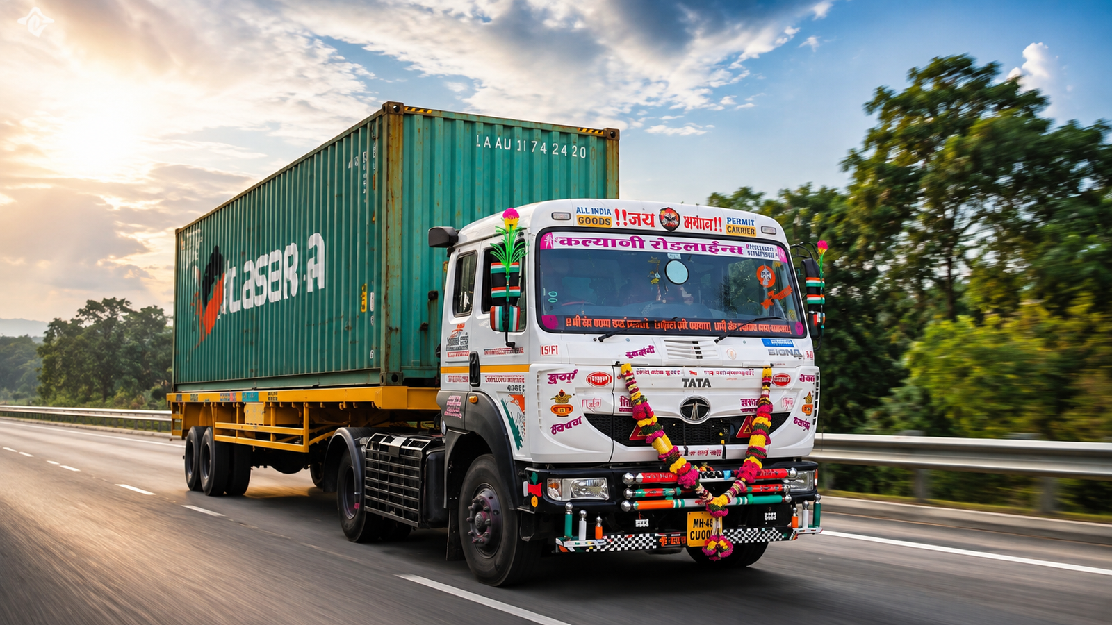 SEACO container on a Kalyani Roadlines highway run