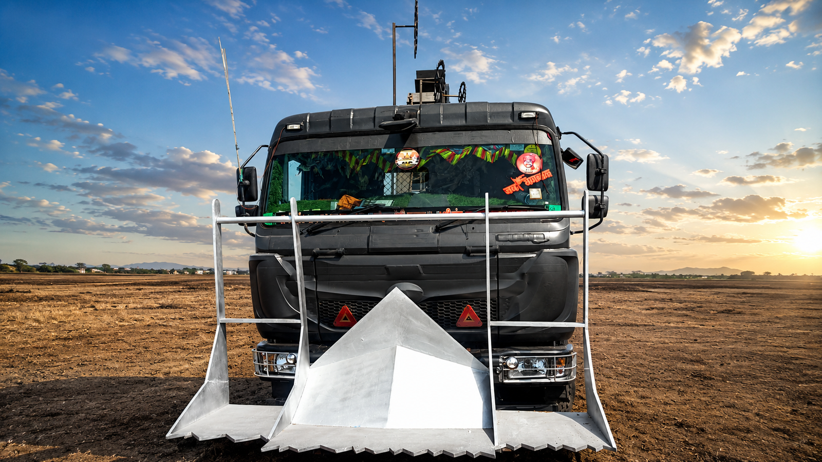 Front view of a heavy-duty truck